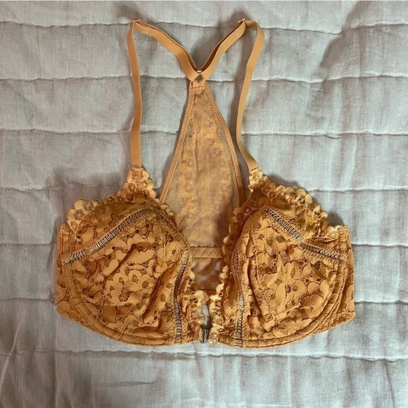 Victorias Secret Body by Victoria Unlined Orange Lace Racerback Bra Size 32DDD - Picture 4 of 13